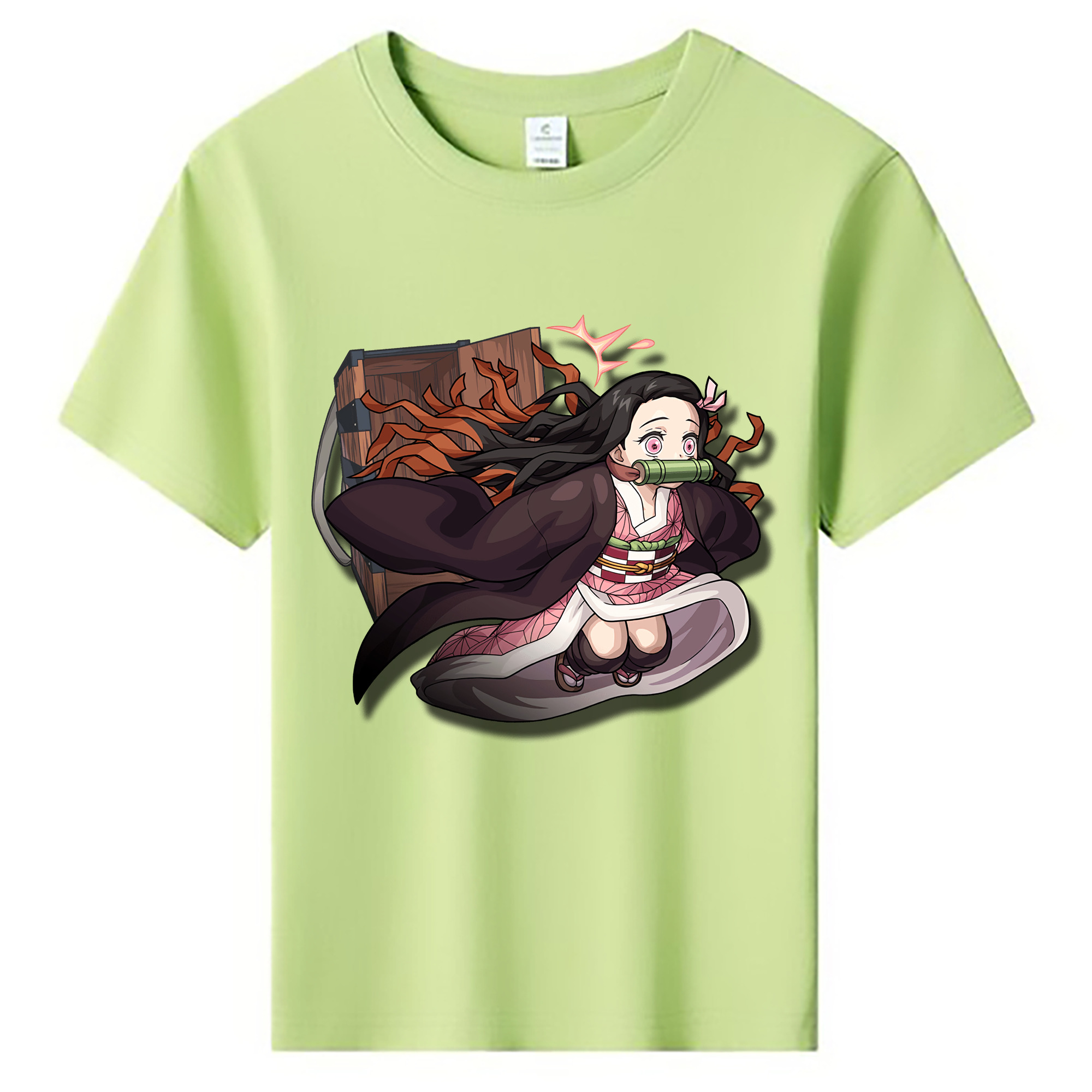 （画像用） 鬼滅の刃（きめつのやいば）竈門 禰󠄀豆子／かまど ねずこ Kamado Nezuko 綿100％キッズTシャツ（フロントプリント）